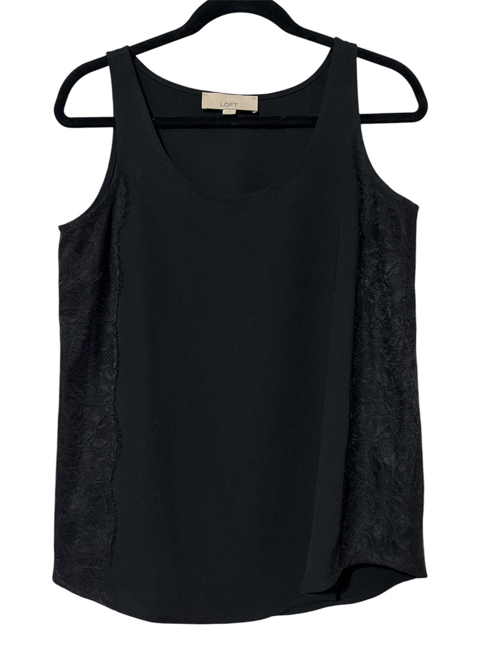LOFT Black Lace-Trim Scoop Neck Tank